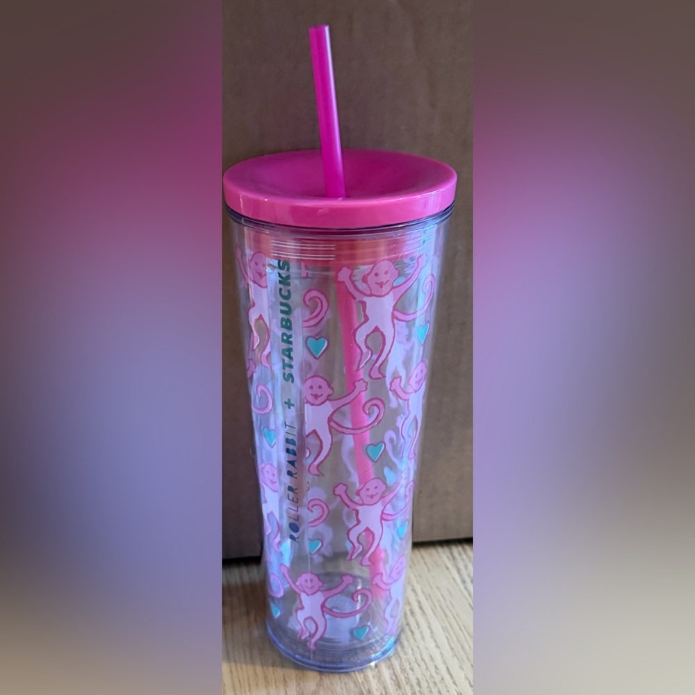 Starbucks Pink and Blue Monkey Tumbler